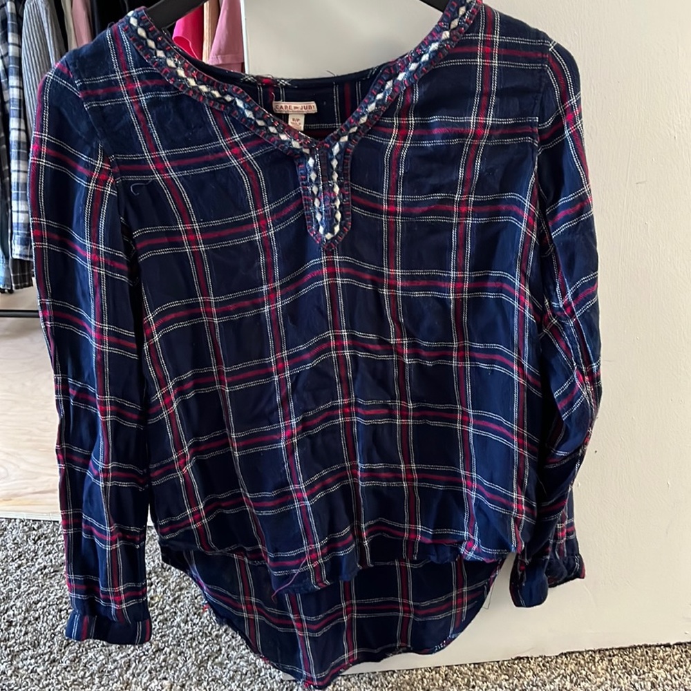 plaid long sleeve blouse